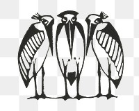 Marabou stork png sticker print, remixed from artworks by Gerrit Willem Dijsselhof