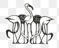 Flamingos png design element print, remixed from artworks by Gerrit Willem Dijsselhof