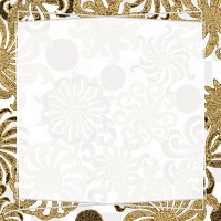 Gold chrysanthemum flower frame transparent png design element