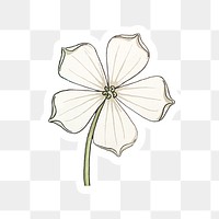 Vintage white&ndash;flowered gourd flower sticker with white border design element