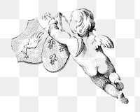 Vintage cupid with shield illustration