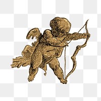 Gold cherub and arrow illustration