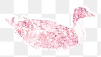 Pastel pink glitter duck sticker with a white border