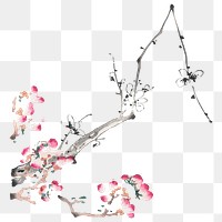 Flower png design element, remixed from artworks by Hu Zhengyan