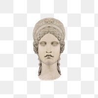 Goddess head png sculpture, vintage famous painting, remixed from artworks by Gustav Klimt