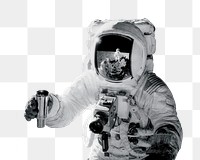 Astronaut png filming with camera, space aesthetic, transparent background