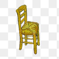 Chair png sticker from Van Gogh's Bedroom in Arles, vintage painting on transparent background, remastered by rawpixel