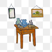 Living room png sticker from Van Gogh's Bedroom in Arles, vintage painting on transparent background, remastered by rawpixel