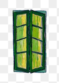 Window png sticker from Van Gogh's Bedroom in Arles, vintage painting on transparent background, remastered by rawpixel