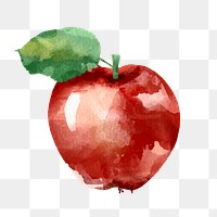 Red apple watercolor illustration design element 