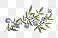 Festive sleigh bells on leaves transparent png