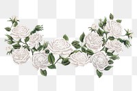 White rose border png clipart, transparent background
