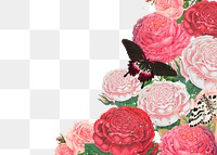 Pink flower png border sticker, transparent background