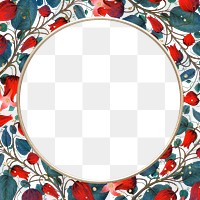 Vintage floral png frame, transparent background