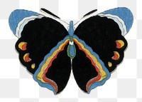 Colorful moth png sticker, Japanese woodblock print, vintage illustration