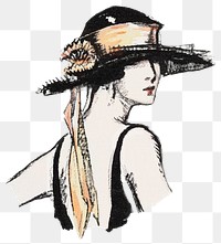 Png woman wearing hat illustration, remixed from the artworks by Porter Woodruff