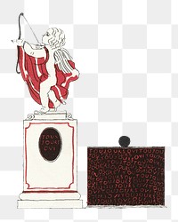 Vintage png red perfume bottle, remixed from the artworks by Mario Simon