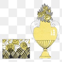 Vintage png yellow perfume bottle, remixed from the artworks by Mario Simon