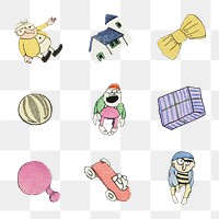Cartoon png illustration set, remixed from artworks by Charles Martin