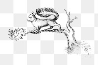 Squirrel on branch monochrome design element