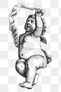Cute cherub png illustration, remix from artworks by Wenceslaus Hollar