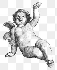 Cute cherub png illustration, remix from artworks by Wenceslaus Hollar