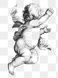 Cute cherub png illustration, remix from artworks by Wenceslaus Hollar