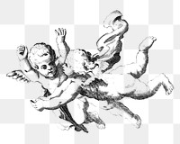Vintage cute flying cupids png illustration