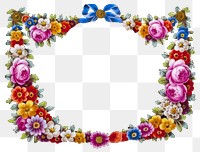 Vintage colorful flower frame png illustration