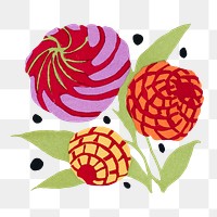 Vintage floral png sticker, colorful art deco clip art