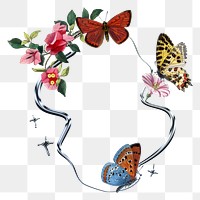 Butterfly png frame, metal shape, transparent background