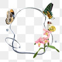 Butterfly png frame, metal shape, transparent background