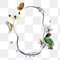 Botanical png frame, metal shape, transparent background