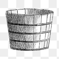 Wooden bucket png sticker, aesthetic hand drawn design element, transparent background