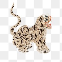 Vintage png tiger embroidery, featuring public domain artworks