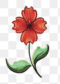 Vintage png red flower illustration, featuring public domain artworks