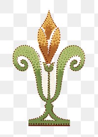 Vintage art nouveau png flower element, featuring public domain artworks