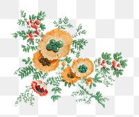 Vintage embroidery flower png, featuring public domain artworks