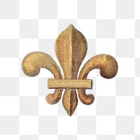 Vintage png gold scout badge illustration, featuring public domain artworks