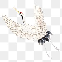 Japanese crane ornamental element png, remix of artwork by Watanabe Seitei