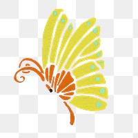 Butterfly png sticker collage element illustration in stencil print style