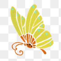 Butterfly png sticker collage element illustration in stencil print style