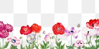 Poppy flower png border, vintage Japanese art, transparent background