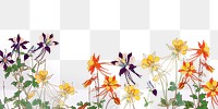 Wildflower png border, vintage Japanese art on transparent background