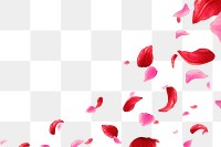 Png flower petals border, ukiyo e floral art, transparent background