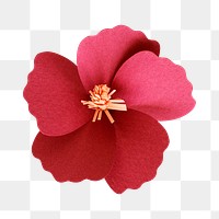 Red flower paper craft transparent png