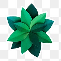 Green leaves 3D papercraft sticker png