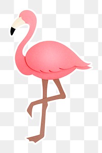 Pink flamingo papercraft sticker png