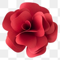 Red rose 3D papercraft flower png