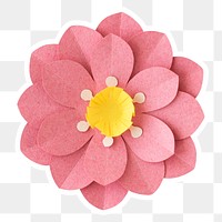 Pink flower sticker paper craft png